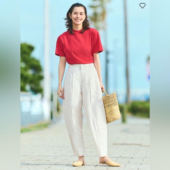 SOLD! Uniqlo Linen Blend Barrel Leg Pants M Off White - Picture 10 of 10